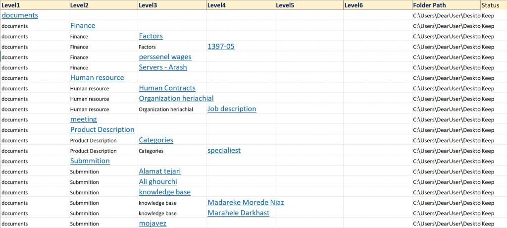 Organize files and folders by Microsoft Excel - Deyako