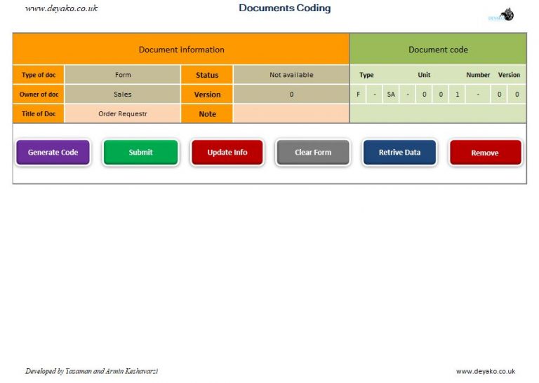 Documents Coding system - Deyako